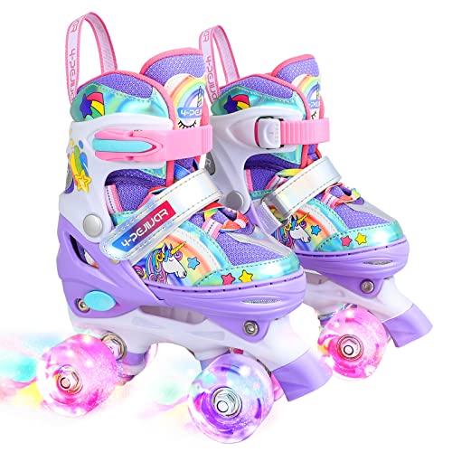 Pattini a Rotelle Bambina Unicorno Pattini Regolabili Pattini a Rotelle in Linea con 4 LED Ruote per Bambini Ragazzi Principianti