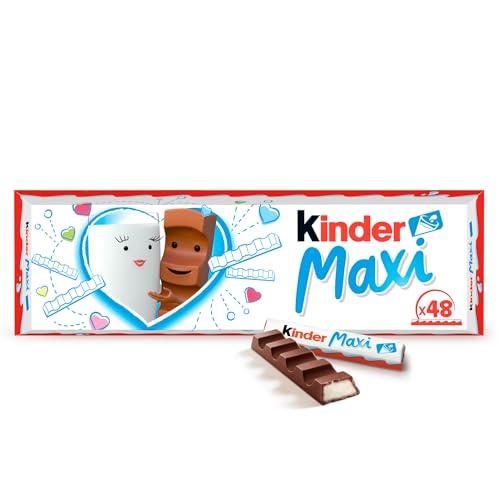 Kinder Maxi - 48 Barrette Ripiene al Latte e Ricoperte di Finissimo Cioccolato Puro Cacao, Senza Glutine, Ideali Come Dolcetti per Halloween, Feste e Compleanni, Maxi Confezione da 1008 gr
