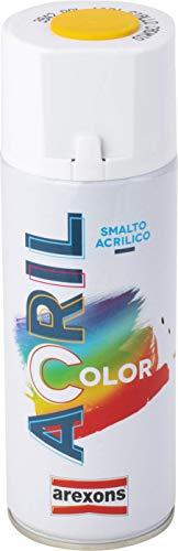 AREXONS | Acrilcolor, Smalto Spray Giallo Cadmio RAL 9005 400, ml Vernice Spray Tutte le Superfici, Smalto Acrilico Fai da Te Alta Copertura, Spray Resine Acriliche