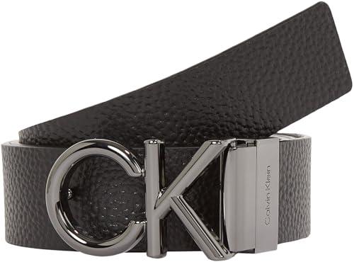 Calvin Klein Cintura Uomo Metal Bombe 3,5 cm Cintura in Pelle, Marrone (Black/Brown), 100 cm