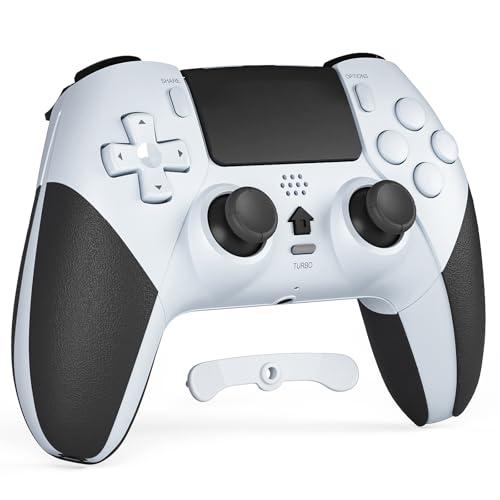 CHEREEKI Controller per PS4, Controller Bluetooth con 2 Pulsanti Programmabili Gamepad Wireless con Doppia Vibrazione Sensore Giroscopico a 6 Assi Touch Pad Altoparlante Integrato