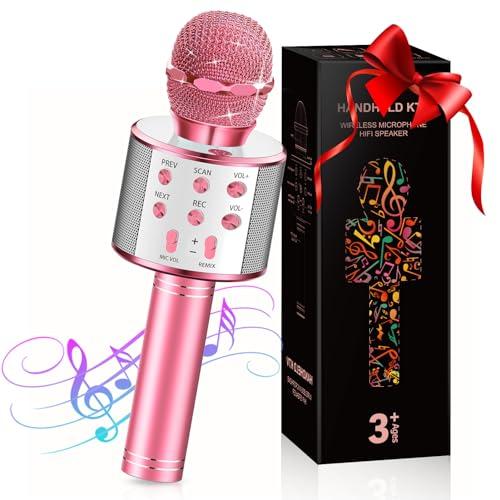GeschenPark Microfono Bambini, Microfono Wireless Bluetooth Giocattoli per Bambina 3-10 anni Regali Bambini Microfono Karaoke Giochi Bambini Regali di Natale Bambina