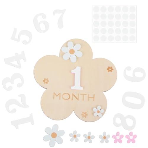 FEQDWOX 1 Pz Carte Milestone Mensili per Bambini con Punti Adesivi Stile Fiore Carte Milestone per Bambini da 0-12 Mesi Decorazioni Fotografiche per Festa di Crescita