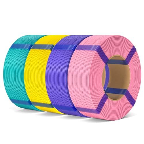 ELEGOO Filamento PLA Basic Di Ricarica 1,75 mm .Rosa Viola Giallo Verde Turchese 4 kg, PLA Refill Per Stampante 3D Senza Bobina, Precisione +/- 0,02 mm, Compatibile Con Bobina Riutilizzabile