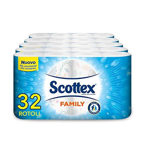 Scottex Casa Family, Carta Da Cucina, Morbida e Resistente, Ultra assorbente, Con Carta certificata FSC, 32 Rotoli