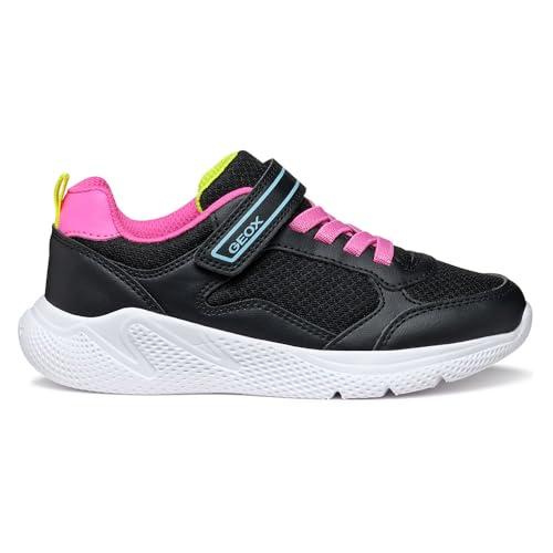 Geox J SPRINTYE Girl Sneaker, Black/Fluo Fucsia, 32 EU, Nero Fluo Fucsia, 32 EU