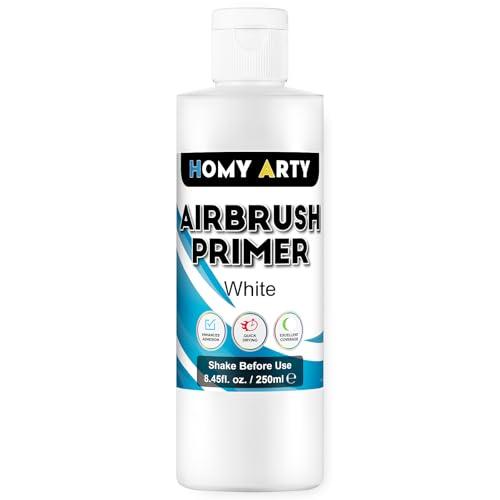HOMY ARTY Primer per Aerografo - Primer Acrilico Bianco per Aerografo, 250 ml Asciugatura Rapida Finitura Opaca, Vernice Primer con Eccellente Adesione per Modellini in Plastica, Metallo e Tela