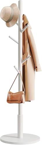 edihome, Appendiabiti da Terra, in Legno, Attaccapanni, per Abiti, 8 Ganci, 172 x 38 x 38 cm, per Ingresso, Corridoio o Camera da Letto (Bianco)