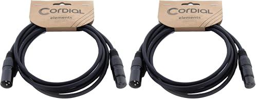 Cordial - ELEMENTS EM 5 FM, Cavo Microfonico Bilanciato, XLR Maschio/XLR Femmina 5 m, Nero (Confezione da 2)