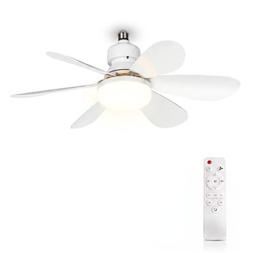 MARSI Ventilatore da Soffitto con Luce LED 52 cm, Lampadario con Ventilatore E27, 6 Pale, Motore DC, 3 Velocità, Luce Dimmerabile, Telecomando IR, per Camera e Soggiorno