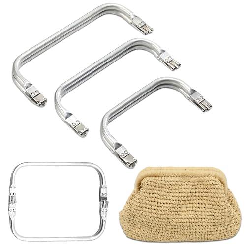 3 Pezzi Chiusura per Borsa in 3 Misure:16cm,18cm,22cm.Chiusura a Bacio per Borse. Borsa a Forma di U Manico Interno.Manico Borsa Cornice per Uncinetto.Borsa in Alluminio a Forma di Uper Borsa