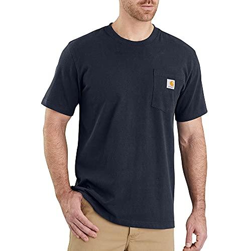 Carhartt Relaxed Fit Heavyweight Short-Sleeve K87 Pocket T-Shirt, Maglietta da lavoro Utility Uomo, Blu (Navy), XXL