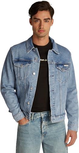 Calvin Klein Uomo Giacca in Jeans Slim Denim Jacket Taschini sul Petto, Blu (Denim Light), XS