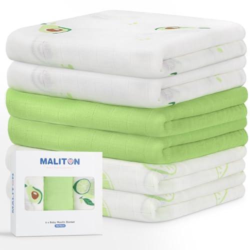 Maliton Mussole Neonato, 6 Pz 70x70cm -Panni in Mussola morbidi