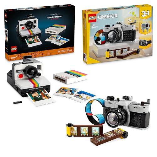 LEGO Bundle Fotografia: Include il Set Ideas per Adulti Fotocamera Polaroid OneStep SX-70 (21345) e il Giocattolo Fotocamera Retrò Creator 3 in 1 (31147) per Bambini e Bambine da 8 Anni, Idea Regalo