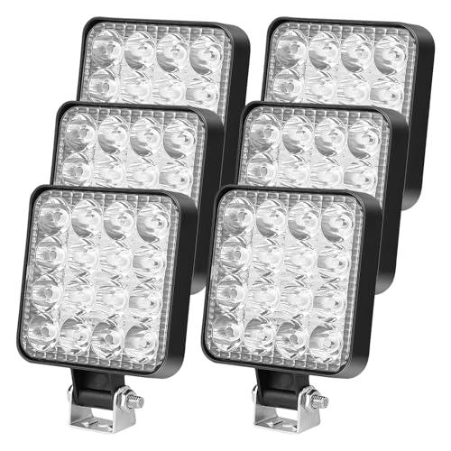 Sporgo 6 fari LED da lavoro: quadrati da 12 V, 48 W, per fuoristrada, luce di retromarcia, IP67, impermeabili, per escavatori, trattori, rimorchi, ATV, camion, fuoristrada, luce bianca fredda