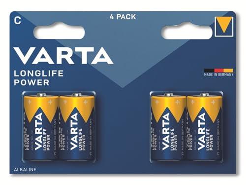 VARTA Longlife Power C Baby LR14 - Batterie alcalina, Made in Germany, Ideali per giocattoli, torce, lettori CD e altri dispositivi a batteria, Confezione da 4