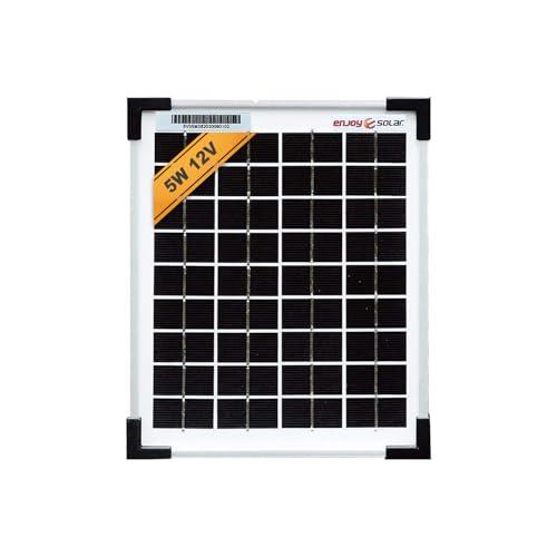 Enjoysolar Mono 5 W 12V pannello solare monocristallino modulo fotovoltaico ideale per camper, case da giardino, barche.