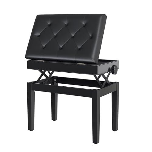 Outsunny HOMCOM Sgabello panchetta panchina sedia per pianoforte con vano portaoggetti altezza regolabile