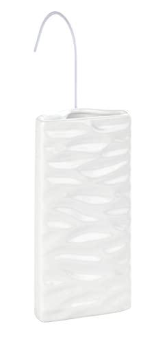 Wenko Umidificatore con motivo Onde ceramica - Umidificatore per ambiente con struttura ad onde, adatto per radiatore tubolare, Ceramica, 9 x 19.5 x 4 cm, Bianco