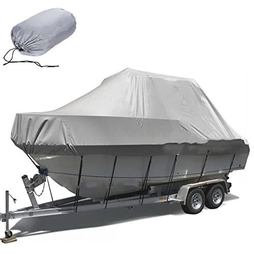 ELVONS 210d Copertura Impermeabile per Barche, Antipolvere E Anti-Invecchiamento Tessuto Oxford Telo Copri Barca A Motore Telo per Gommone Motoscafi,Grigio,17~19ft(640cm*400cm)