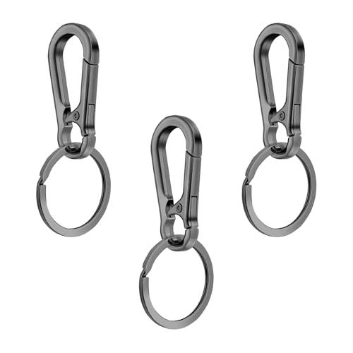 vgggrd 3 Pezzi Moschettone in Lega di Alluminio, Moschettone Rimovibile Multifunzionei per Campeggio/Trekking/Zaino/Tenda/Corda ECC (Nero)