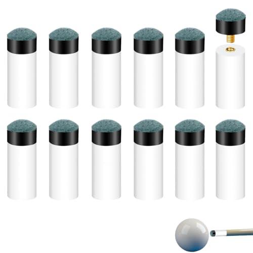 ZORVYN 12 Pezzi Punte di Ricambio a Vite con Ghiera per Stecche da Biliardo Accessori per Stecche Snooker Pool (12mm) (grigio-blu)
