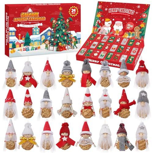 Hretvoi Calendario Avvento 2025, 24 Pezzi Gnomo Natalizio per Decorazioni Natalizie Casa, Calendari Dell'avvento Addobbi Albero di Natale per Adulti Bambini Adolescenti, Gnomi Angioletti Natalizi