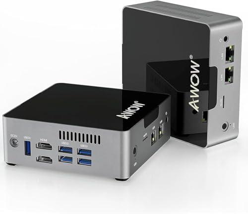 AWOW Mini PC Desktop Computer Celeron N3450 Wi-10 6 GB DDR4 128 GB SSD/Burst Frequenza 2.2GHz/Dual LAN/2.4G+5G Dual Band WiFi 4K/Bluetooth/HDMI/5 USB3.0 Porte Micro PC