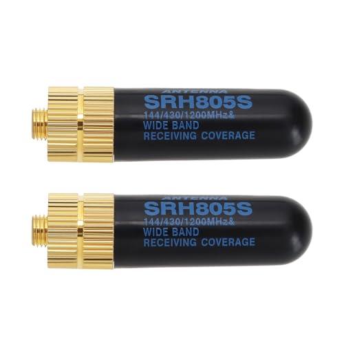 OTOTEC 2PCS Radio SRH805S SMA-F femmina Bullet Antenna 144/430/1200MHz Walkie Talkie Antenna Dual Band Compatibile con Baofeng GT-3 UV-5R BF-888s Radio 51x14mm Nero