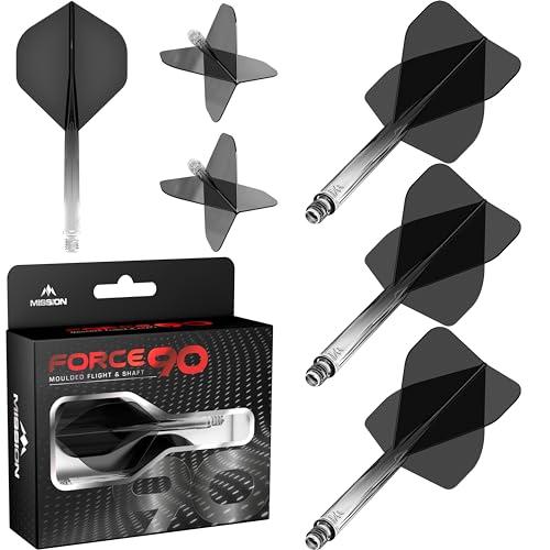 Mission Darts Force 90 | Freccette con sistema integrato di precisione e asta, confezione da 3 alette e steli combinati professionali altamente durevoli | Standard No.2