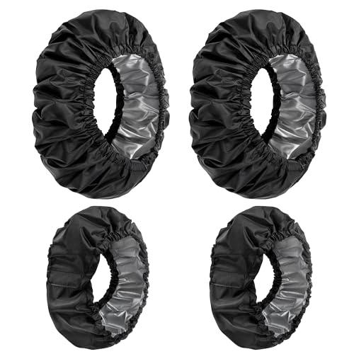 Heveer Copriruota per Passeggino Copriruota in Tessuto Oxford per Bambini Accessori per Carrozzine Antipolvere 4 Pezzi Nero