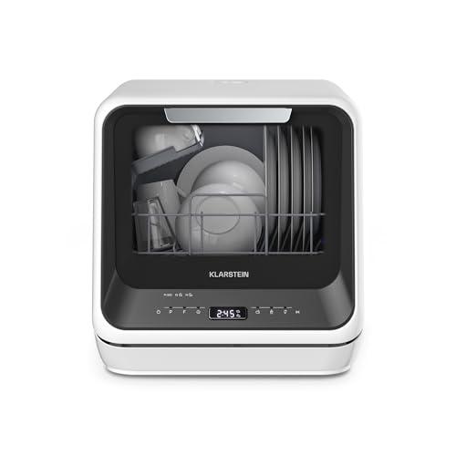 Klarstein Amazonia Mini Lavastoviglie – Portatile Compatta, 7 Programmi, 5L Serbatoio o Attacco Diretto, Silenziosa 58dB, Classe energetica D, Display Digitale, per Cucine Piccole, Nero