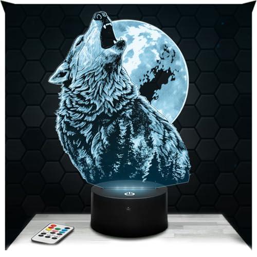 Lampephoto.fr - Lampada 3D Lupo Luna Decorazione Collezione Animale Lupo Idea Regalo Uomo Donna Oggetto Lupo Luna Luce Notturna Adulto Decorazione Camera, Idee Regalo Natale Uomo Donna Originale TOP