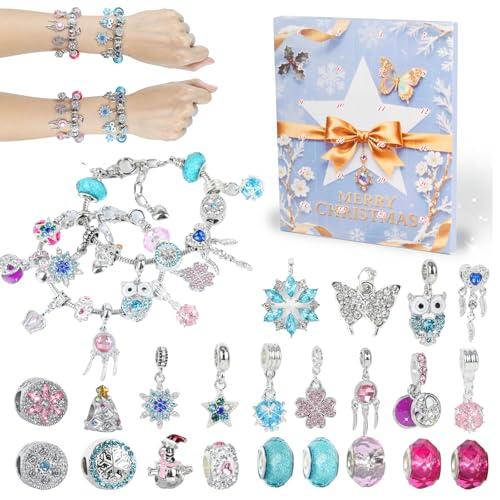 HERMORRYSS Calendario Avvento 2025 Bambina, Calendario Dell'avvento Fai Da Te, Calendario Avvento 2025 Bambina con Gioielli e Bracciale, Calendario Dell'avvento Donna, Regalo Ragazza 3+Anni (B)