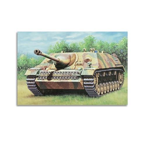 Poster vintage della seconda guerra mondiale dei carri armati Jagdpanzer IV L-48 (Sd.Kfz. 162) Poster decorativo da parete su tela con stampa artistica moderna per la camera da letto 30,5 x 45,7 cm
