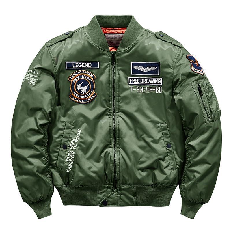 FM2018XSL Giubbotto Bomber Uomo Multitasche Militare Giacca da Cargo Casuale Giacche da Volo Sportiva Cappotto Caldo Invernale,XL,Verd 02