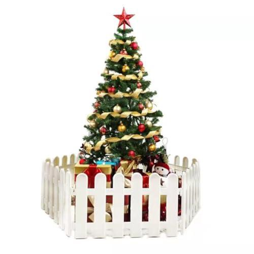CHICIEVE Recinto Albero Di Natale,Bianco Plastica Staccionata Albero Di Natale Per Cani Gatti Piccoli Animali Domestici - Surround 4 pz x Lunghezza 50 cm = 200 cm