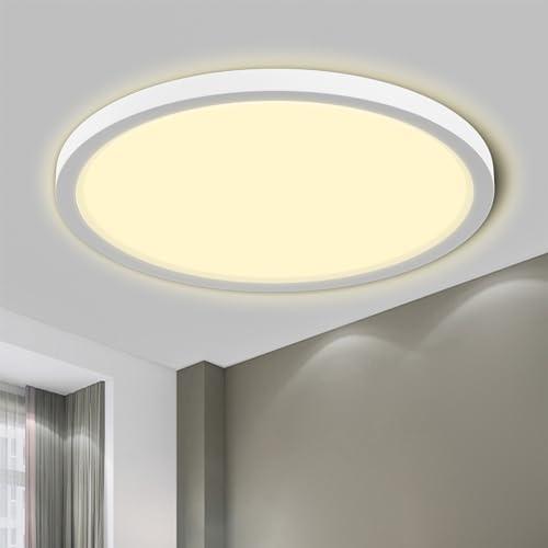LQWELL® Plafoniera Lampada da soffitto a LED, Lampada da bagno impermeabile IP44 Rotonda Piatta 18W 3000K 1600LM Sottile per Soggiorno Bagno Camera da letto Cucina Seminterrato Ufficio, 220 * 24mm
