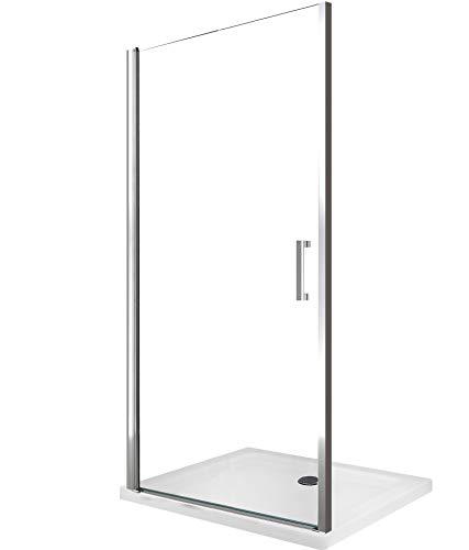 Parete Doccia Battente In Nicchia Vetro 8 mm Easy-clean Reversibile H 200 cm (74-78 cm)