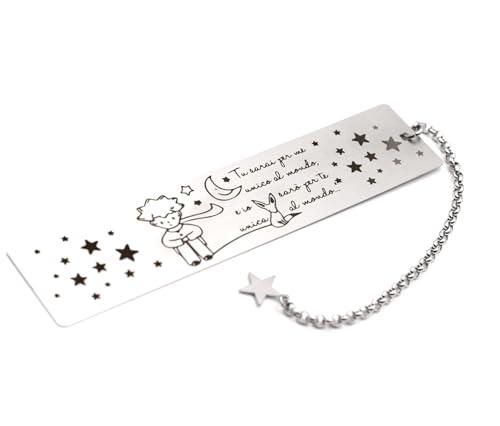 Segnalibro Piccolo Principe - Inciso in acciaio con frase - Idee regalo per amanti della lettura - Marcatore pagina