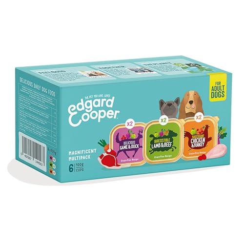 Edgard Cooper Cibo umido per cani, Adulti, Multipack (Pollo/Agnello/Selvaggina 6 x 100g), umido cani, carne fresca e ingredienti naturali, senza cereali, senza zuccheri aggiunti