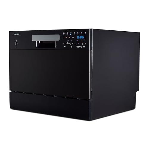 MEDION Mini lavastoviglie DWT60 (capacità 6 coperti, 7 programmi di lavaggio, programma ECO, display a LED, 47 dB, MD 37496) nero
