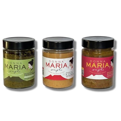 DONNA MARIA box Sughi Pronti per Pasta - sugo pronto artigianale della cucina napoletana - fagioli e cozze - salsicce e friarielli - genovese