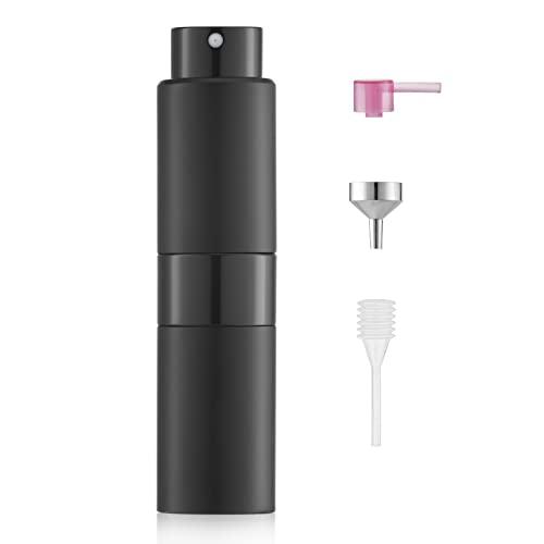 Toureal 20ml Spruzzino Profumo Ricaricabile, Vaporizzatore da Viaggio, Atomizzatore Nebulizzatore Profumo, Bottiglie Porta Profumo Spray (Nero)