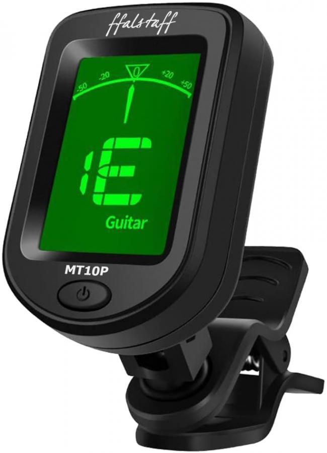 ffalstaff Clip Accordatore Cromatico a Clip per Chitarra, Basso, Violino e Ukulele con Display LCD a 2 Colori, Alta Precisione ±0,5 Cent, 440Hz -Rotazione Di 360 Gradi