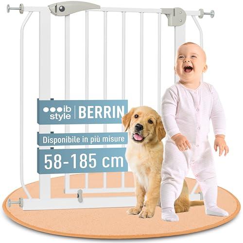 ib style Cancelletto per Bambini di Sicurezza Berrin 95-105 cm - Scale e Porte, Senza forature, Metallo, 90° Stop, Anche per Cani e Animali Domestici, Bianco