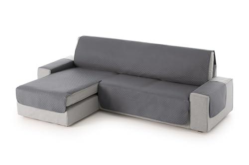 Textilhome Copridivano 3 Posti con Penisola Sinistra Adele – Trapuntato Reversibile Universale Gray | Copri divano Angolare 200 cm, Salvadivano Antigraffio per Gatti, Antimacchia