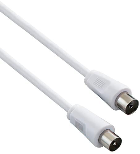 PremiumCord Cavo Antenna TV Coassiale 2m, 75 Ohm, Iec Maschio-Femmina, Schermato - Per DVB-C, DVB-T/T2, 4K UHD 2160P, Full HD 1080P 3D, Colore Bianco