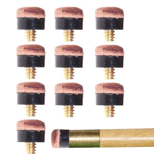 SIRLOMU 10 Pezzi Punta di Ricambio, Punta per Stecca da Biliardo, Punta a Vite Sostituzione per Snooker Schraubleder Biliardo, Cuoio Duro (12mm)